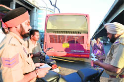 At the accident spot near the railway station in Ludhiana on Monday.