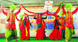 A team participates in a cultural festival organised by the Industrial Training Institute in Ludhiana on Monday. 