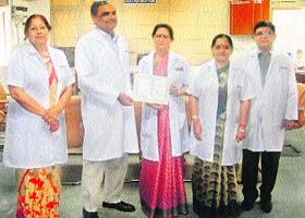 Dr Indu Khurana (third from left) with the Health university Vice-Chancellor, Dr SS Sangwan