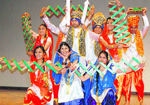 Students of the DRPGMC, Tanda, present a cultural programme on the concluding day of Connexus-2013 in Kangra on Monday. 