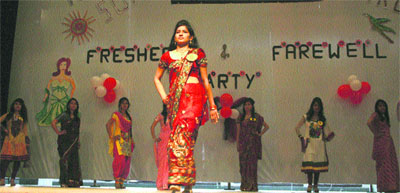 Girls catwalk during the farewell party at the Shivalik Institute of Nursing at IGMC in Shimla. 
