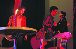 Artistes enact a scene from the play Padaav in Jammu on Tuesday. Tribune photo: Anand Sharma 