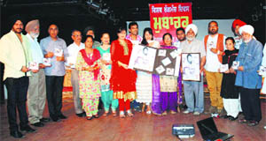 Eminent theatre personalities at Virsa Vihar in Amritsar on Wednesday. 