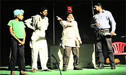 A scene from the play Main Bhagat Singh staged at the Rose Garden in Bathinda on Wednesday