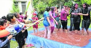 Children and youngsters get together.