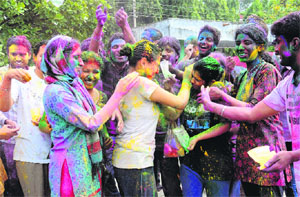 Students celebrates on the PU campus.