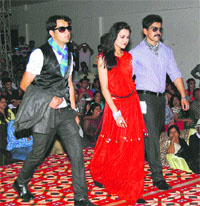 Students participate in a fashion show during 'VERVE-13' organised at JCD Vidyapeeth at Sirsa. 