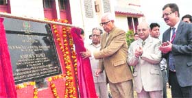 Governor NN Vohra lays the foundation stone of a hostel on the Shri Mata Vaishno Devi University campus in Katra on Thursday