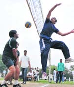 Players in action during the Inter-Department Sports Meet at University of Jammu on Thursday. Tribune Photo: Inderjeet Singh