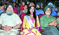 Miss India 2013 Navneet Kaur Dhillon during a function at Punjabi University in Patiala on Friday