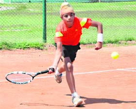 Jaishvin Singh in action at Paragon Senior Secondary School in Sector 71, Mohali, on Saturday