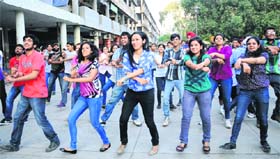 Flash mob: Students of the Chandigarh College of Engineering and Technology, Sector 26, perform ahead of their annual fest Lexicon 13 at Sector 17 in Chandigarh on Saturday