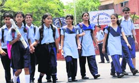 Students on their way home in Chandigarh