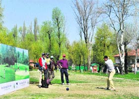 TEEING OFF: A golfer in action during a tournament at Royal Springs Golf Course in Srinagar on Saturday