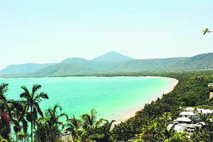 A panoramic view of the beach 