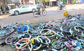 A ransacked shop at Minhla of Bago division in Myanmar.