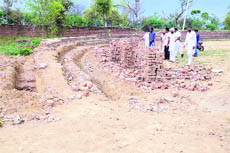  The broken stairs of the stadium at Gobindpura village.