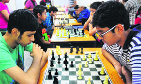  chess match in progress at St Xaviers School, Sector 44, in Chandigarh on Sunday.