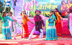 Students take part in a dance event at a school in a Tehri Garhwal village.