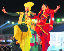Students perform at Emanation 2013, a two-day annual inter-college youth festival, at Baddi University on Saturday evening.
