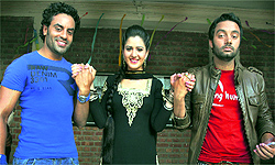 Isha Rikhi and Aman Dhaliwal shoot for Jatt Boys on the LPU campus near Jalandhar on Saturday