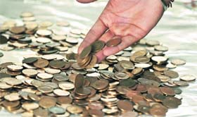 Coins at display during an exhibition held in Ludhiana on Sunday
