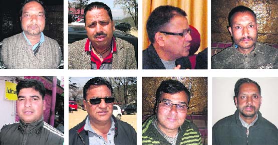 (Top Lto R)1. Vijay Ramola, 2. Ramesh Bhandari, 3. OP Uniyal, 4. Ajay Bhandari. (Bottom Lto R) 1. Arjun Bhandari, 2. Virendar Rawat, 3. Anil Godiyal, 4. Vijendar Bhandari