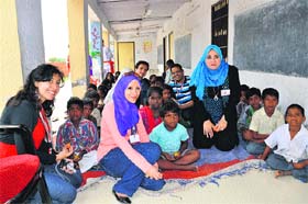 Members of an Egyptian delegation with students of Swera School at Deenbandhu Chhotu Ram University of Science and Technology, Murthal