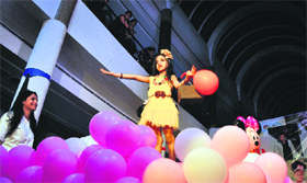 Children participate in a fashion show, “Anukriti”, organised by the first year fashion designing students of INIFD in Ludhiana on Monday.