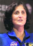 Astronaut Sunita Williams interacts with students and teachers at the National Science Centre in New Delhi on Monday.  PTI