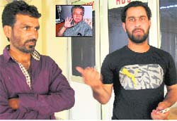 Relatives of a cancer patient, Sajad Ahmad, at the PGI in Chandigarh on Tuesday. Tribune photo: Pradeep Tewari (inset) MK Bareja, a cancer patient