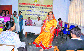 A teacher with the GAV Public School presents a folk dance on the concluding day of a two-day workshop at Kangra on Tuesday.
