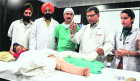 The accident victim under treatment at Dayanand Medical College and Hospital in Ludhiana.