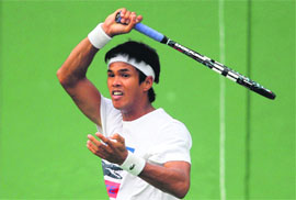 Somdev Devvarman during practice on Tuesday