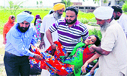 Eight persons, including children, were injured in an accident involving two auto-rickshaws and a bus on the Attari road in Amritsar on Wednesday