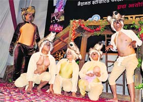 An evening of Rangbaz: Artistes of the Sham Rangbaz Group, Mumbai, present a play on Jungle Book at a programme in Karnal on Tuesday night