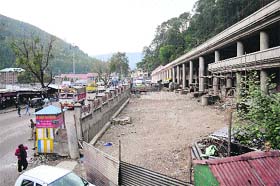 An incomplete part of the new bus stand in Mandi