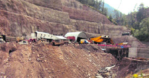 The site of the Chenani-Nashri Tunnel project wears a deserted look at Nashri in Batote