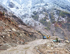 The road to Nathu La on the India-China border remains in a state of perpetual disrepair owing to frequent landslides, bad weather and loose soil formation. 