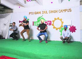 Students perform during the techno festival Impulse 2013 held at PTU GZS Campus in Bathinda