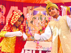 Students participate in the annual day function at Ramisht Twinkling Star Public High School in Basohli on Thursday. 