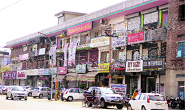 An illegally constructed triple-storey market outside Dera Satkartar at Model Town in Jalandhar.