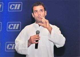 Congress vice-president Rahul Gandhi at the CII session in New Delhi on Thursday