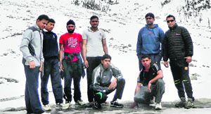 The trekking team during its expedition from Dharamshala to Triund. 