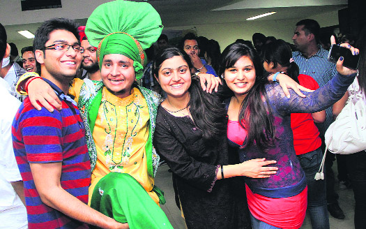 Students of Guru Nanak Dev University College participate in Panorama-2013 in Jalandhar on Friday.