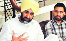 Manpreet Badal in Muktsar on Friday. 