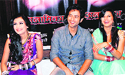 Star cast of TV soap 'Anamika' interacts with mediapersons in Amritsar on Saturday