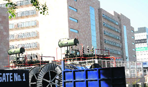 A mini-sub station at Elante Mall lies non-functional.