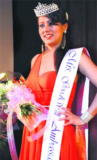 Miss Asia International, Megha, at a beauty contest. 
