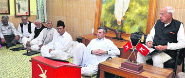 National Conference president Farooq Abdullah speaks during the Central Working Committee meeting in Jammu on Saturday. 